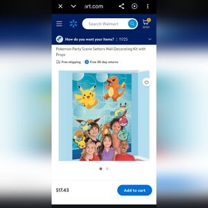 Pokémon Party Scene Wall Decorating Kit - Blue and 2 Goodie Bag 16 Total